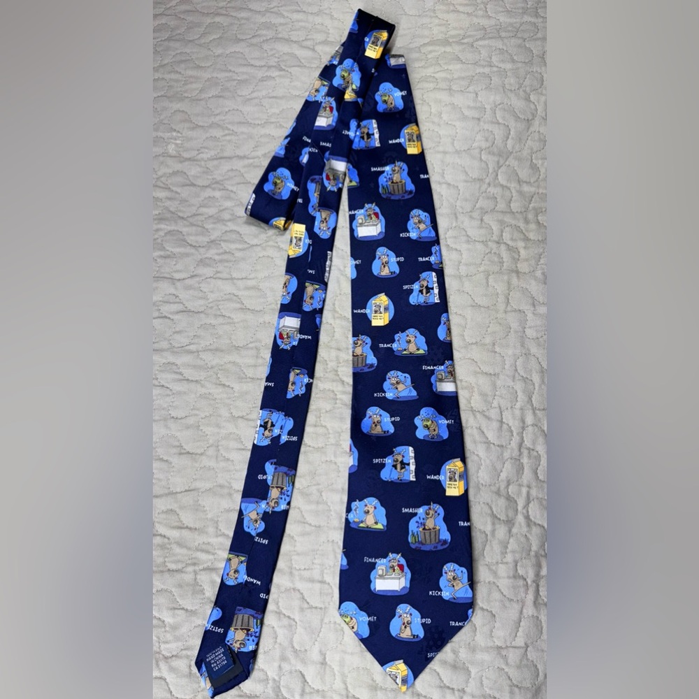 Men's John Ashford Christmas Silk Tie Blue Reindeer Smasher